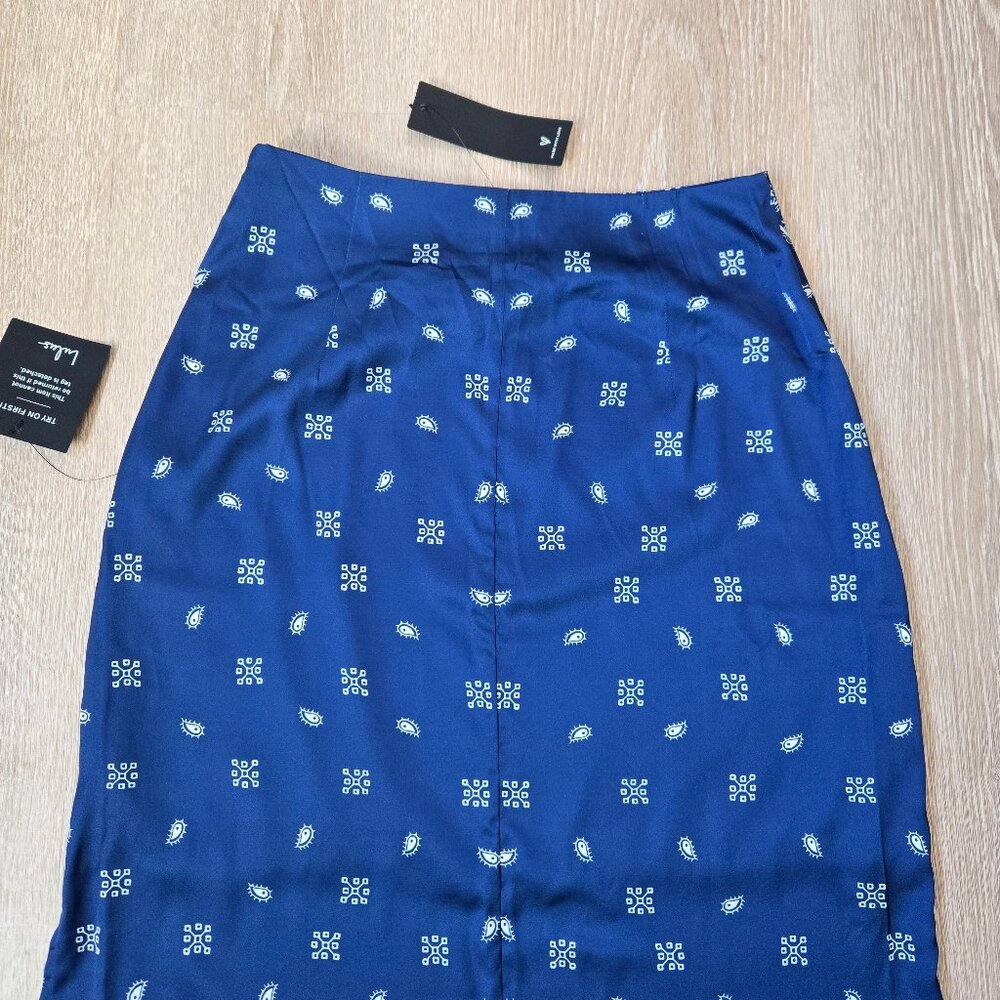 Lulu's Navy Blue & White Paisley Midi Skirt - Picture 12 of 14
